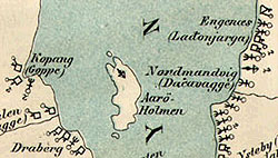 Utdrag fra en av Friis etnografiske kart, nettsider: http://www.dokpro.uio.no/omfriis.html